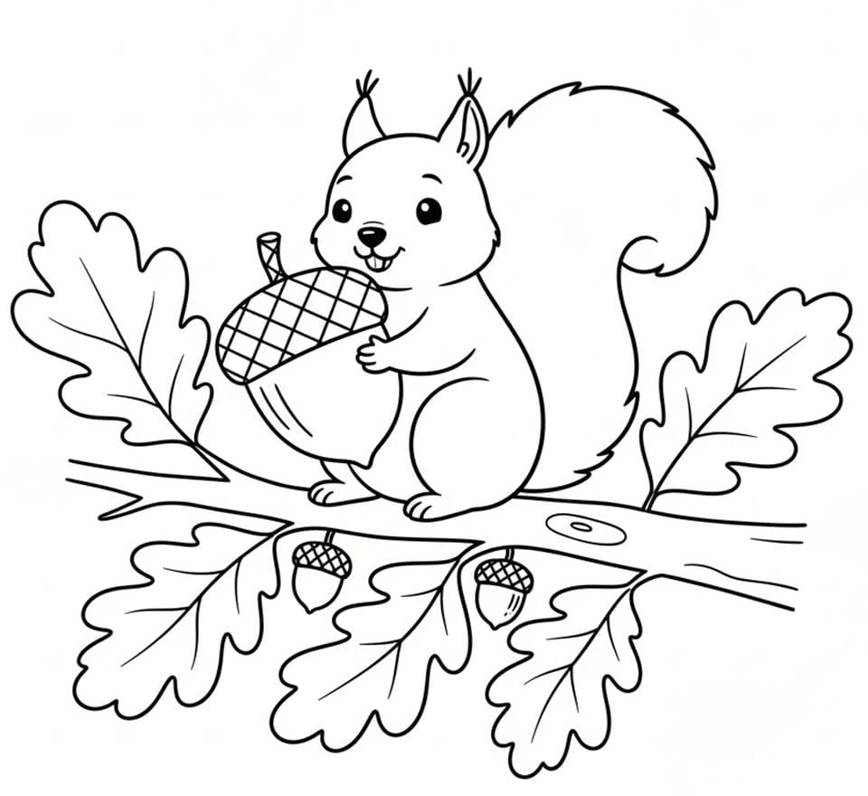 Egern På Gren Tegninger til Farvelægning