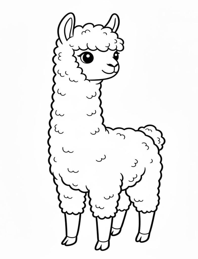 Enkel Alpaka Tegninger til Farvelægning