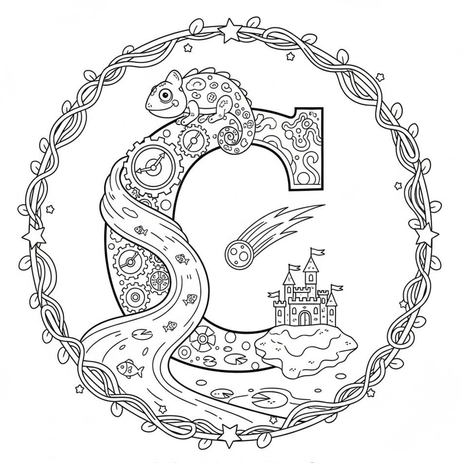 Eventyr Bogstav C Tegninger til Farvelægning