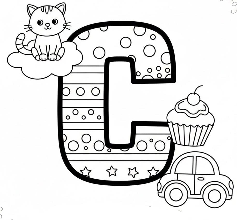 Fantasi Bogstav C Tegninger til Farvelægning