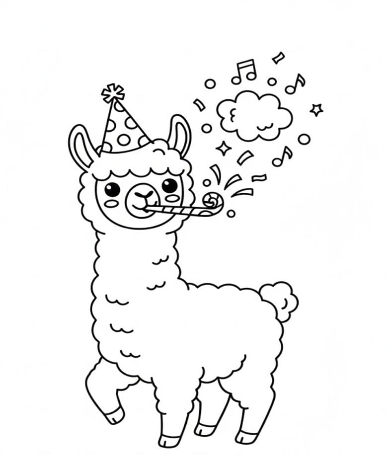 Festlig Alpaka Tegninger til Farvelægning