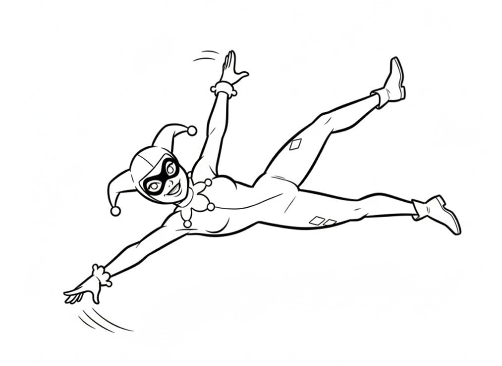 Flyvende Harley Quinn Tegninger til Farvelægning