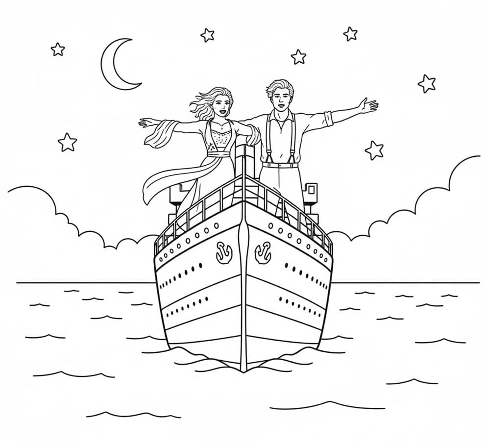 Forstavnen af Titanic Tegninger til Farvelægning