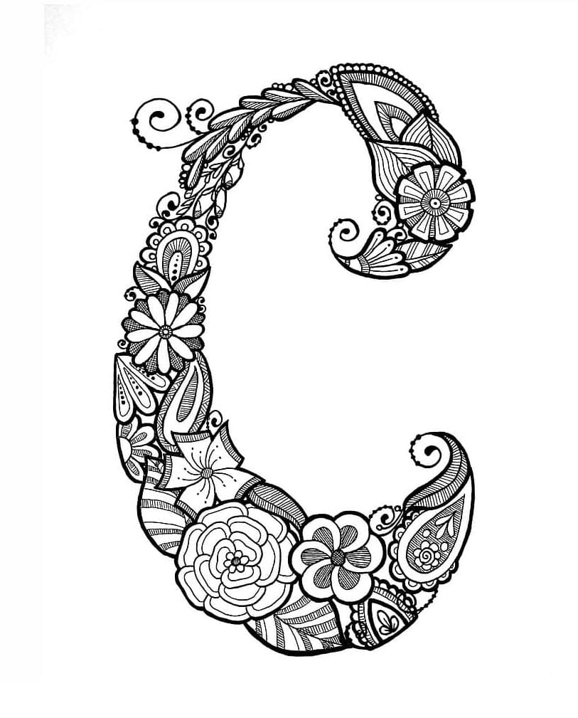 Gratis bogstav C printbar Tegninger til Farvelægning