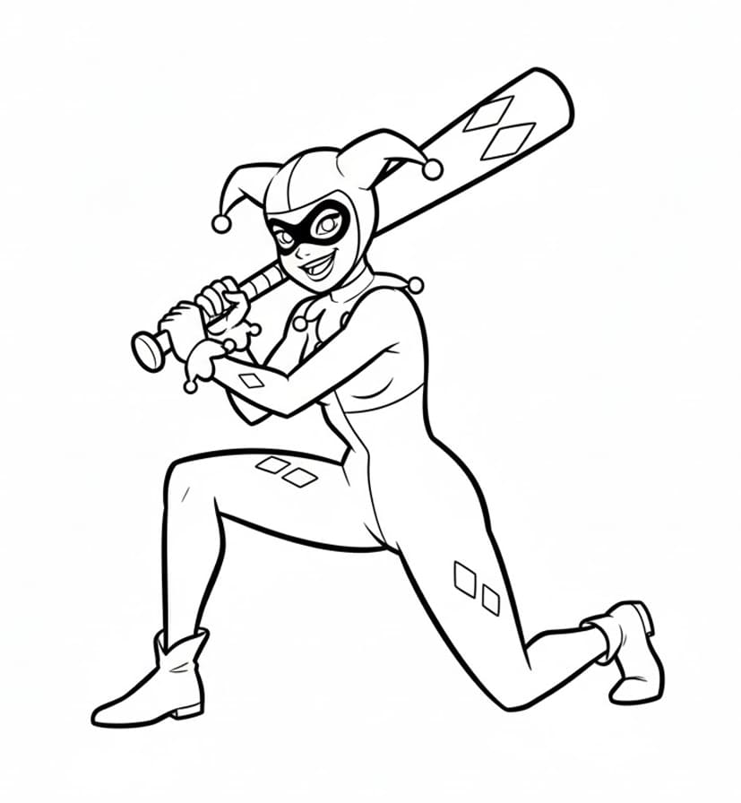 Harley Quinn i Angreb Tegninger til Farvelægning