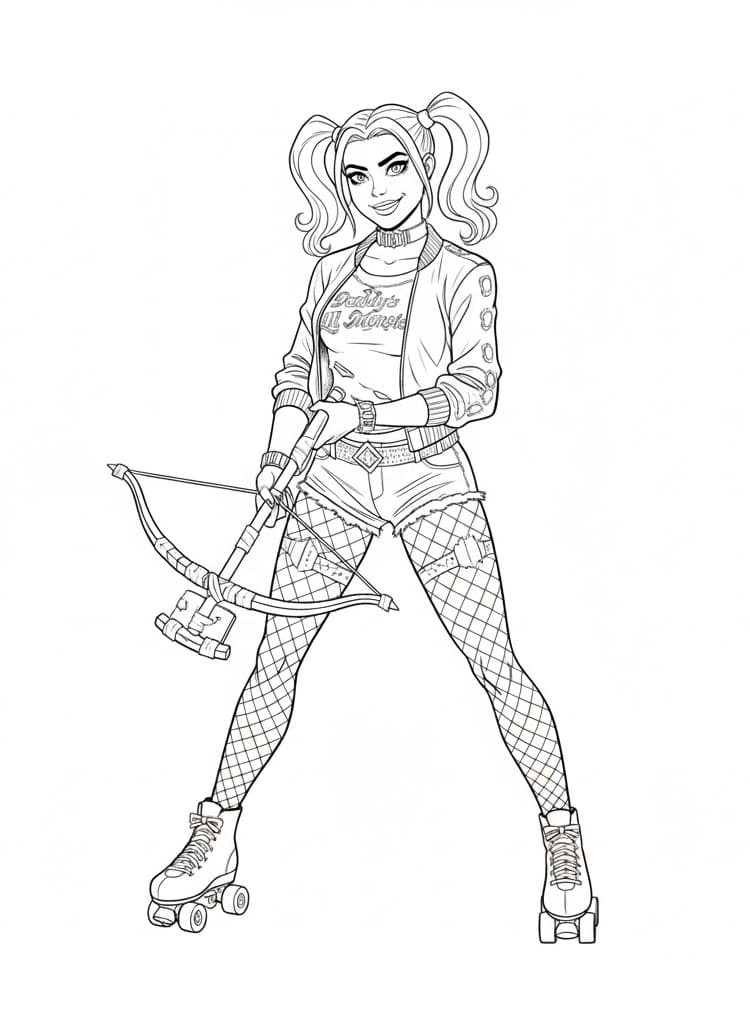 Harley Quinn Klar til Kamp Tegninger til Farvelægning