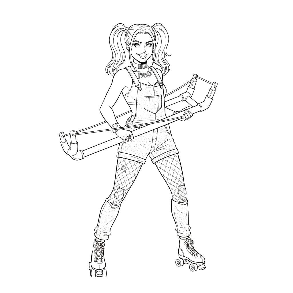 Harley Quinn med Baseballbat Tegninger til Farvelægning