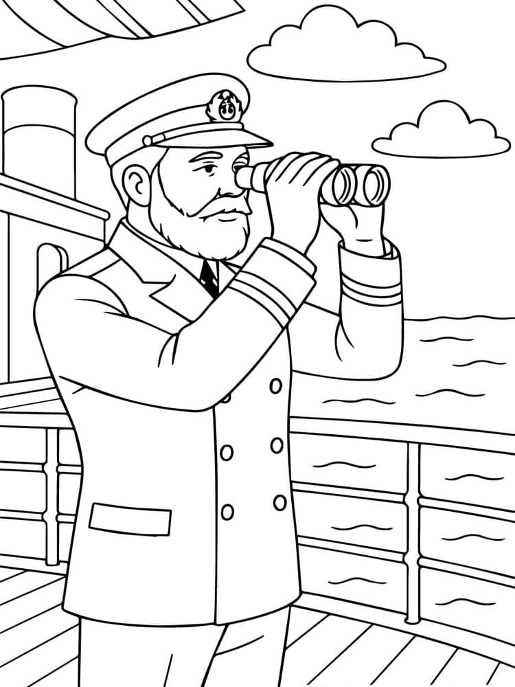 Kaptajn og Titanic-skib Tegninger til Farvelægning