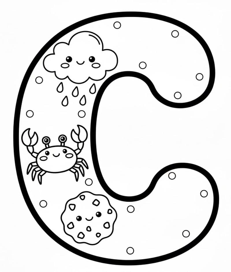 Kreativt Bogstav C Tegninger til Farvelægning