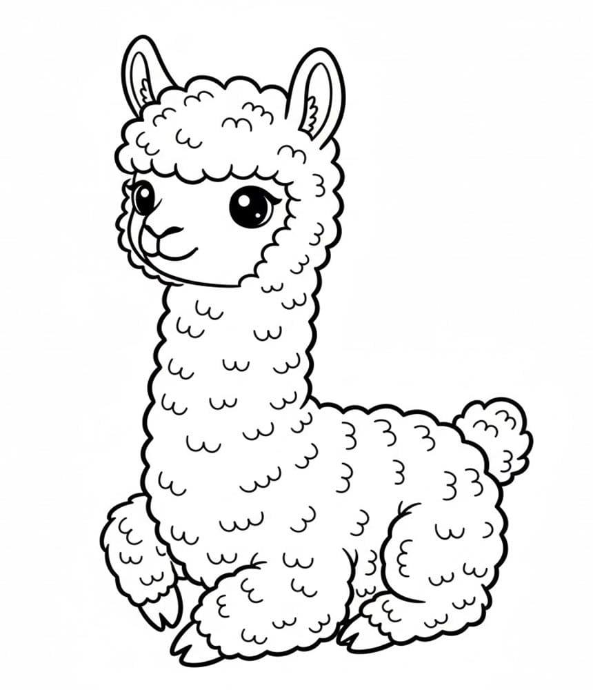 Lille Alpaka Tegninger til Farvelægning