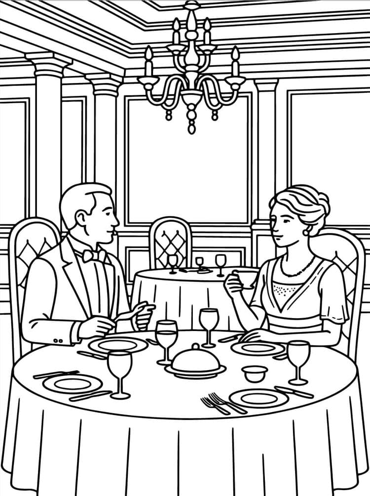 Middag på Titanic-skibet Tegninger til Farvelægning