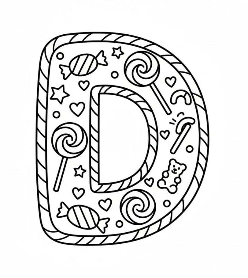 Mønstret Bogstav D Tegninger til Farvelægning