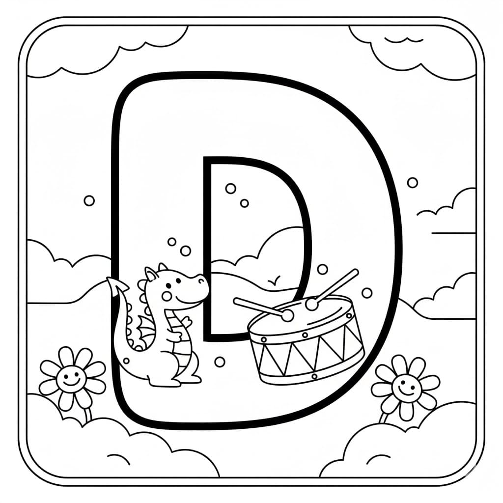 Natur Bogstav D Tegninger til Farvelægning