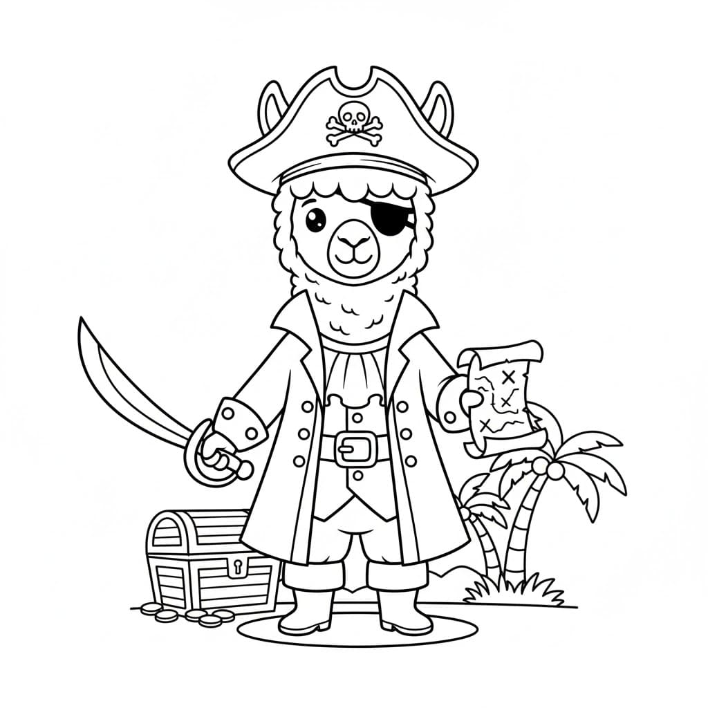 Pirat Alpaka Tegninger til Farvelægning