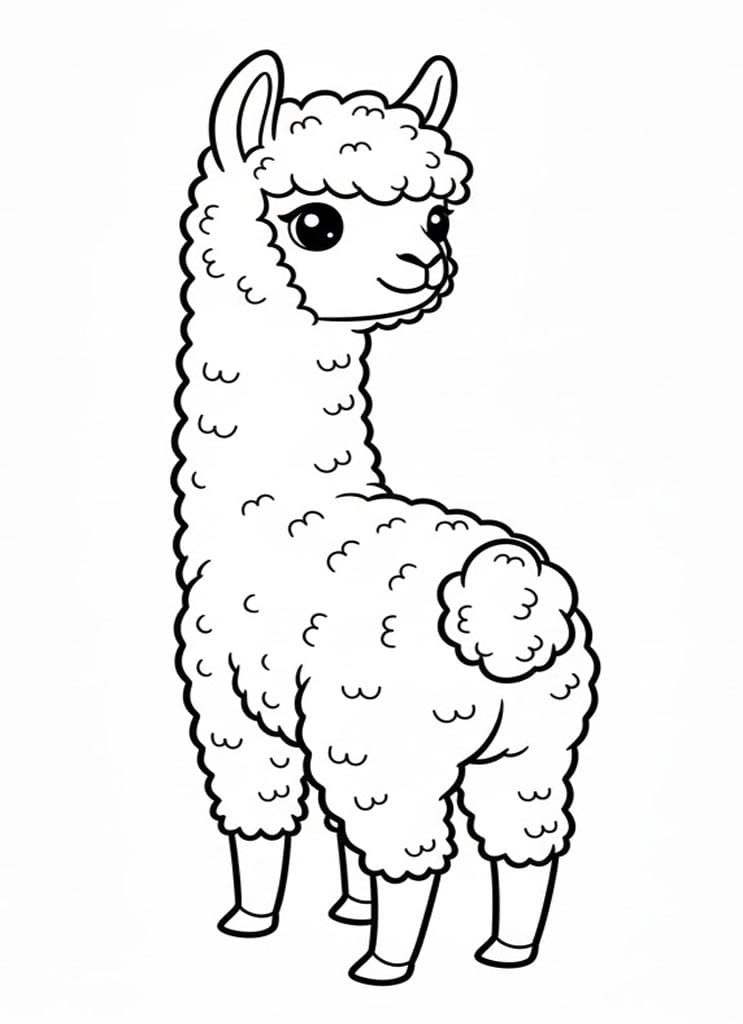 Rolig Alpaka Tegninger til Farvelægning