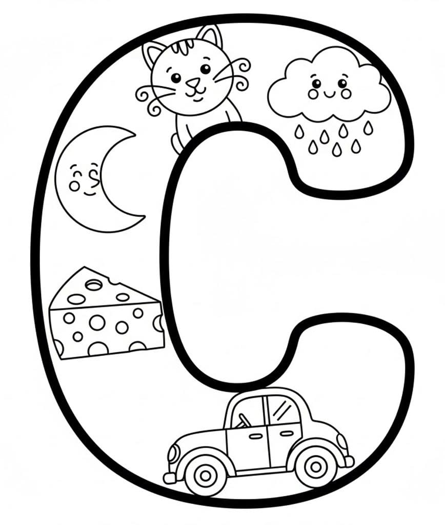 Sjovt Bogstav C Tegninger til Farvelægning