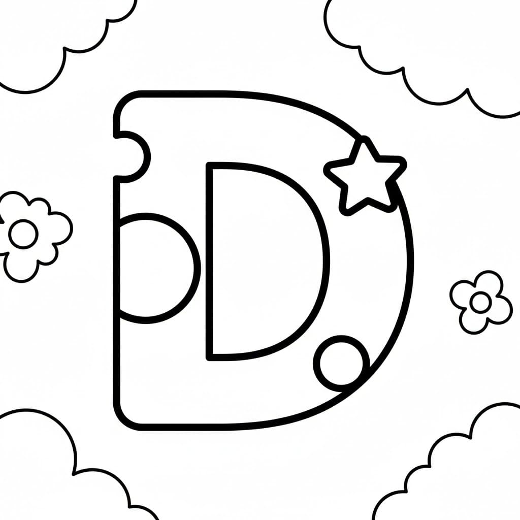 Sjovt Bogstav D Tegninger til Farvelægning