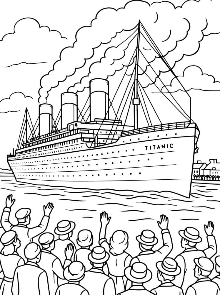 Skitse af Titanic-skibet Tegninger til Farvelægning