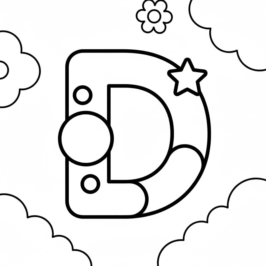Skytema Bogstav D Tegninger til Farvelægning