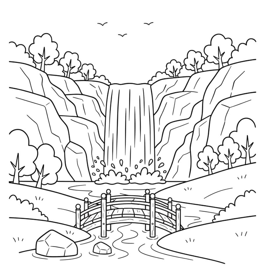 Snoet Vandfald Tegninger til Farvelægning