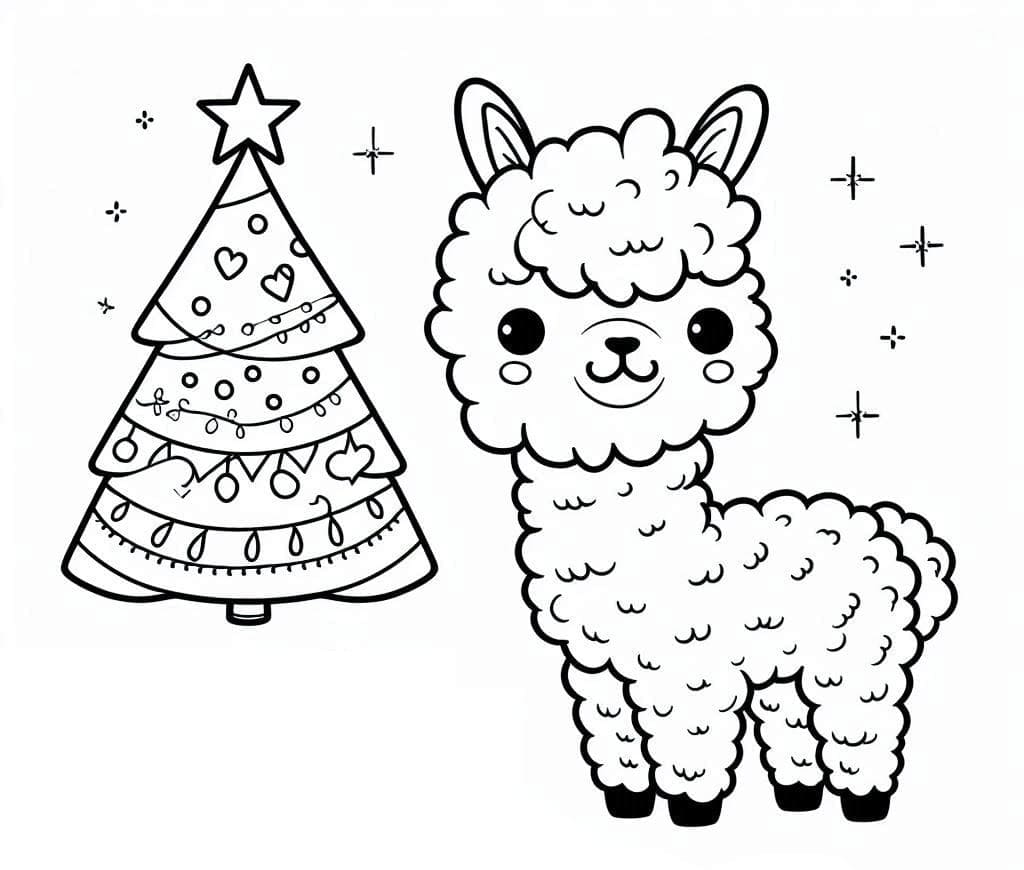 Sød alpaka til jul Tegninger til Farvelægning