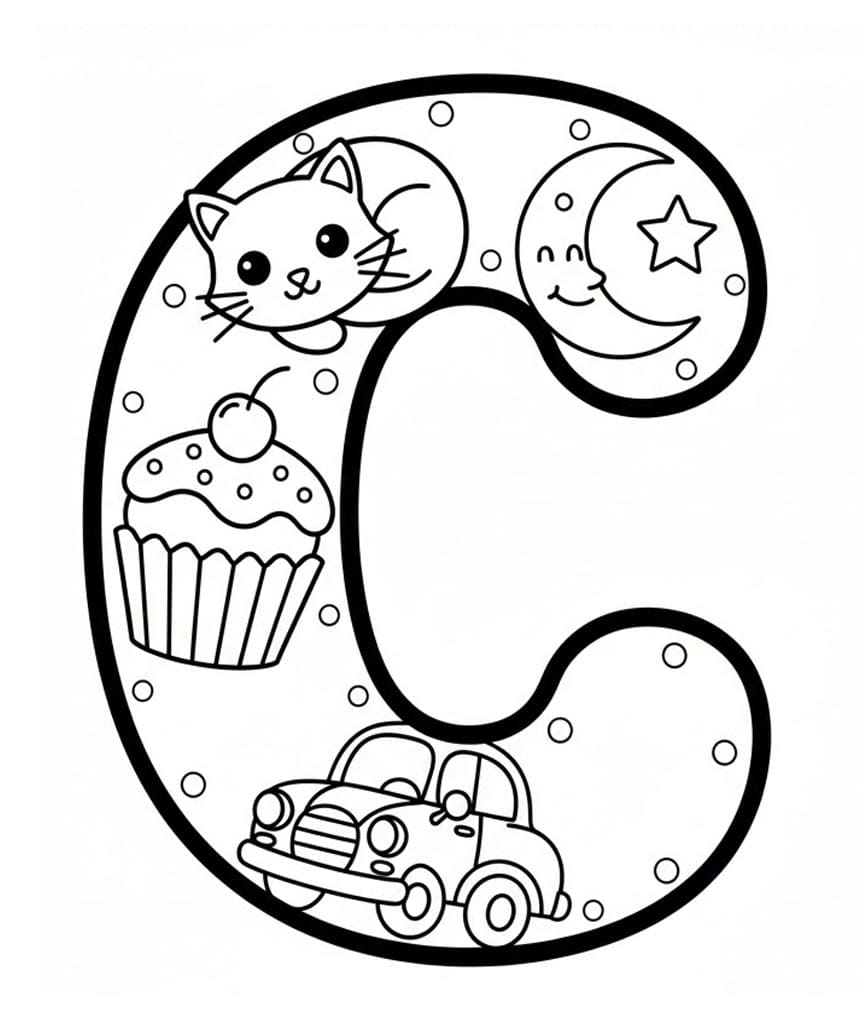 Sødt Bogstav C Tegninger til Farvelægning