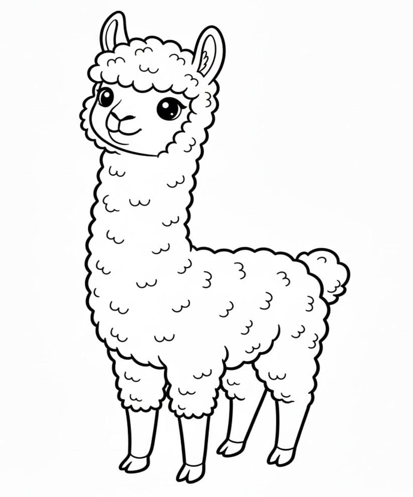 Stående Alpaka Tegninger til Farvelægning