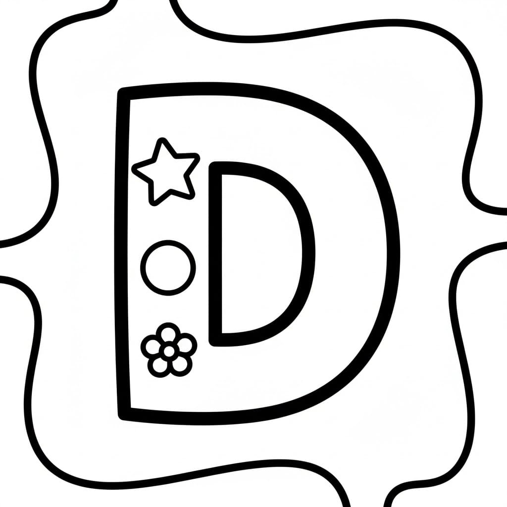 Stjerne Bogstav D Tegninger til Farvelægning