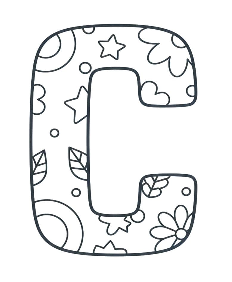 Stjernet Bogstav C Tegninger til Farvelægning