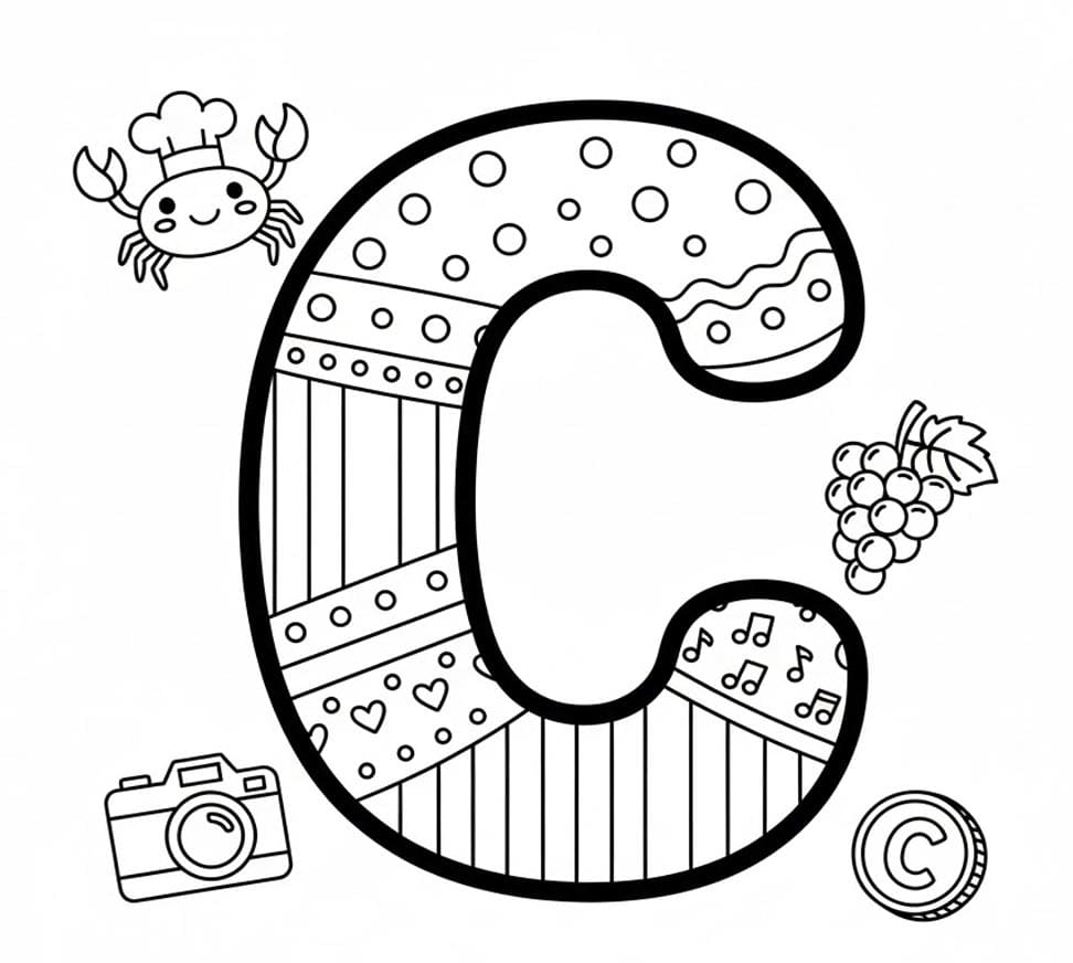 Stribet Bogstav C Tegninger til Farvelægning