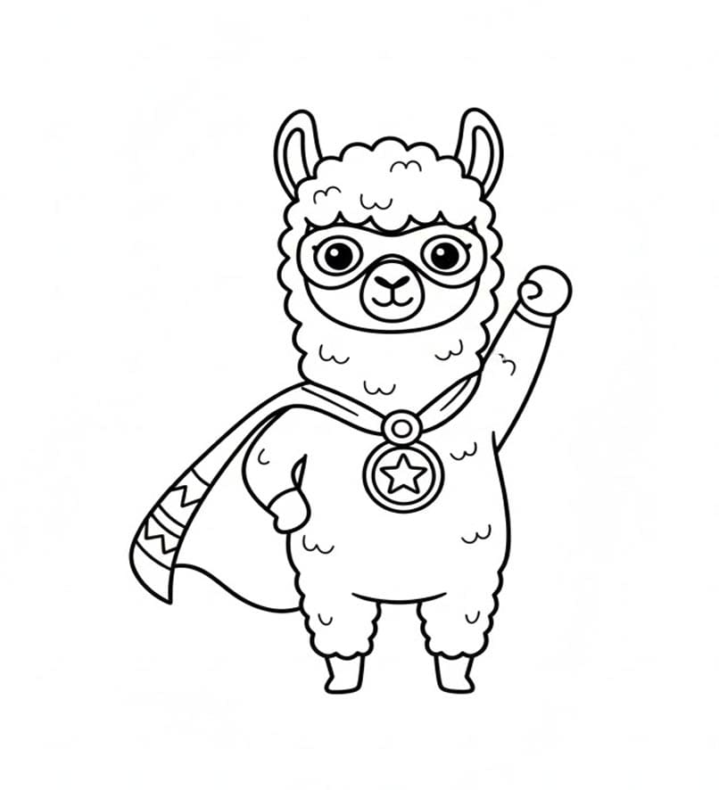 Superhelt Alpaka Tegninger til Farvelægning