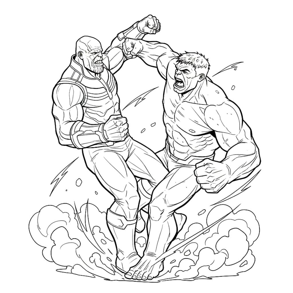 Thanos mod Hulk Tegninger til Farvelægning