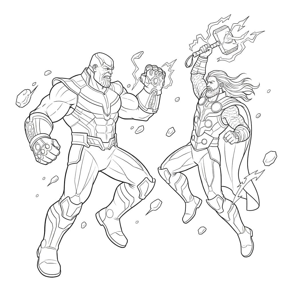 Thanos mod Thor Tegninger til Farvelægning