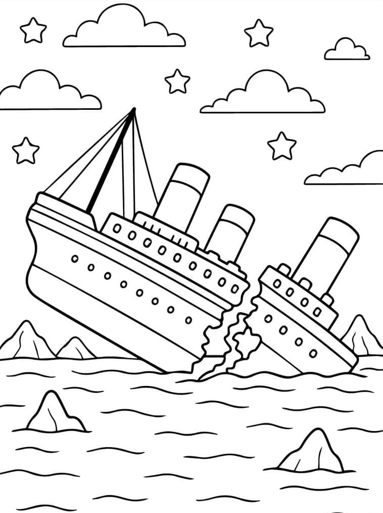 Titanic med hav Tegninger til Farvelægning