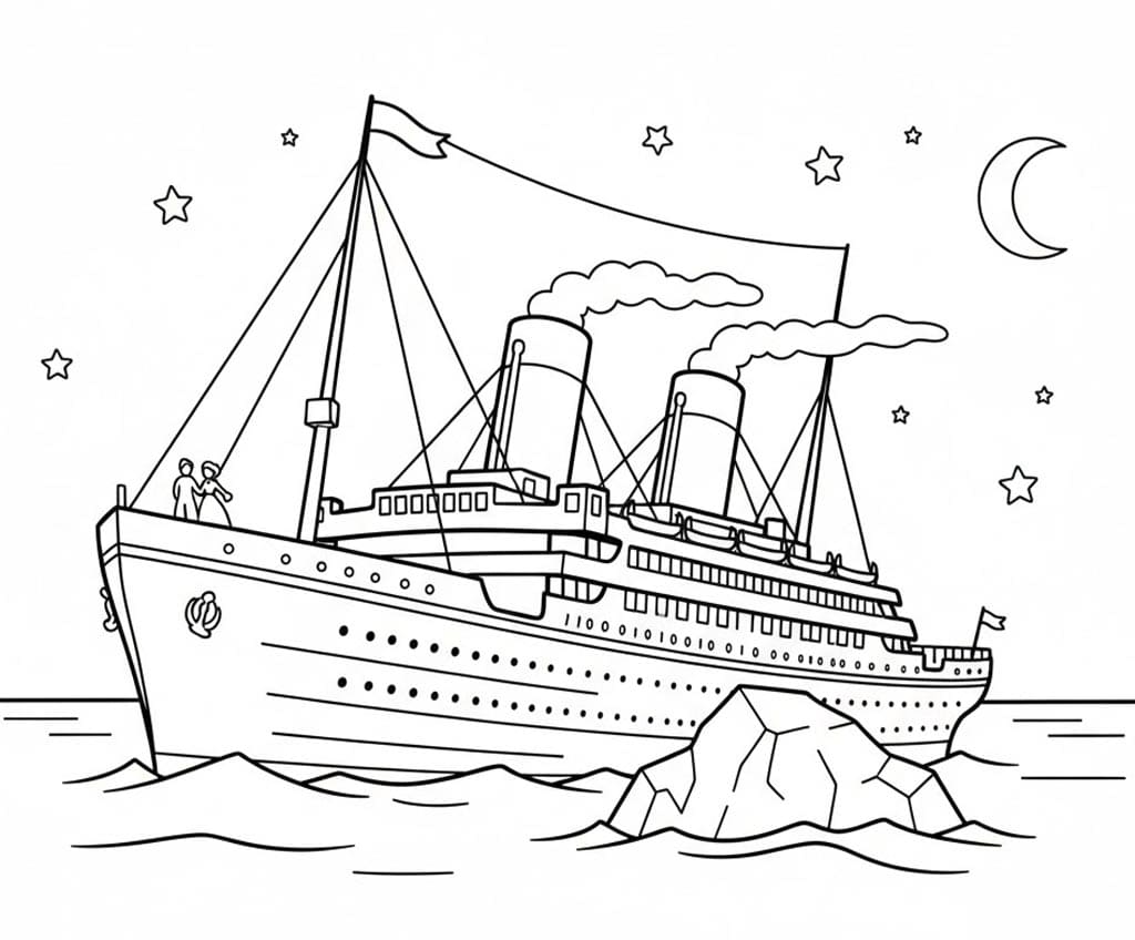 Titanic på havet Tegninger til Farvelægning