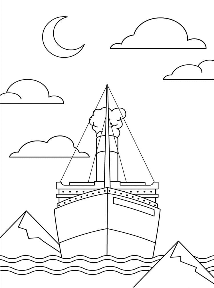 Titanic set fra siden Tegninger til Farvelægning