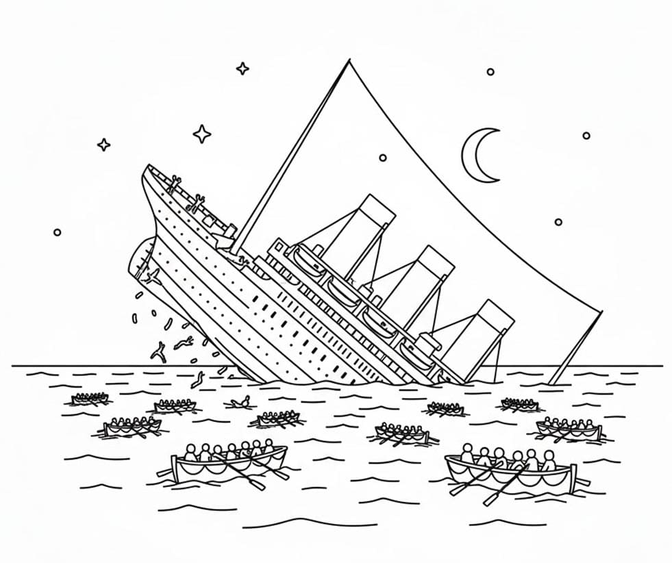 Titanic synker Tegninger til Farvelægning