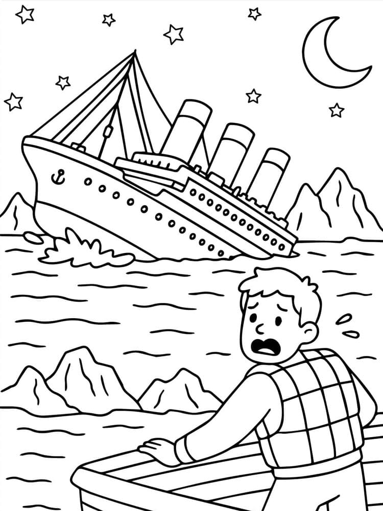 Uhyggeligt Titanic-skib Tegninger til Farvelægning