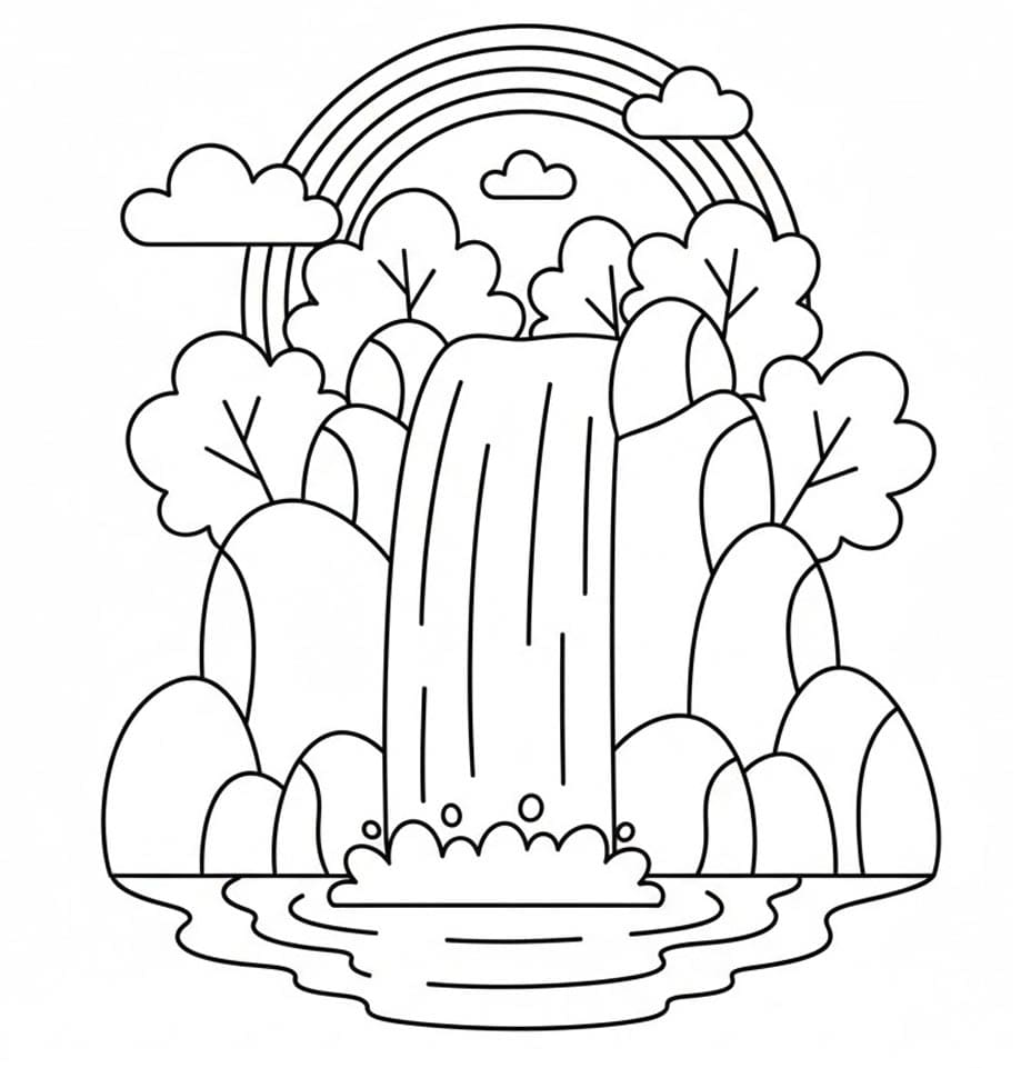 Vandfald Tegninger til Farvelægning