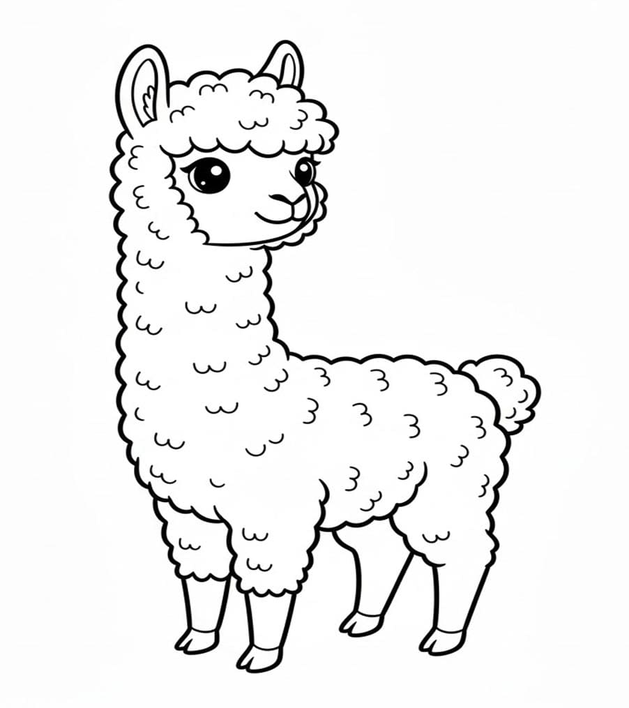 Venlig Alpaka Tegninger til Farvelægning