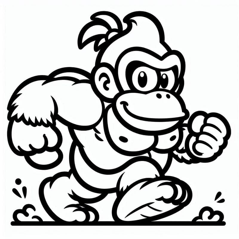 Venlige Donkey Kong Tegninger til Farvelægning