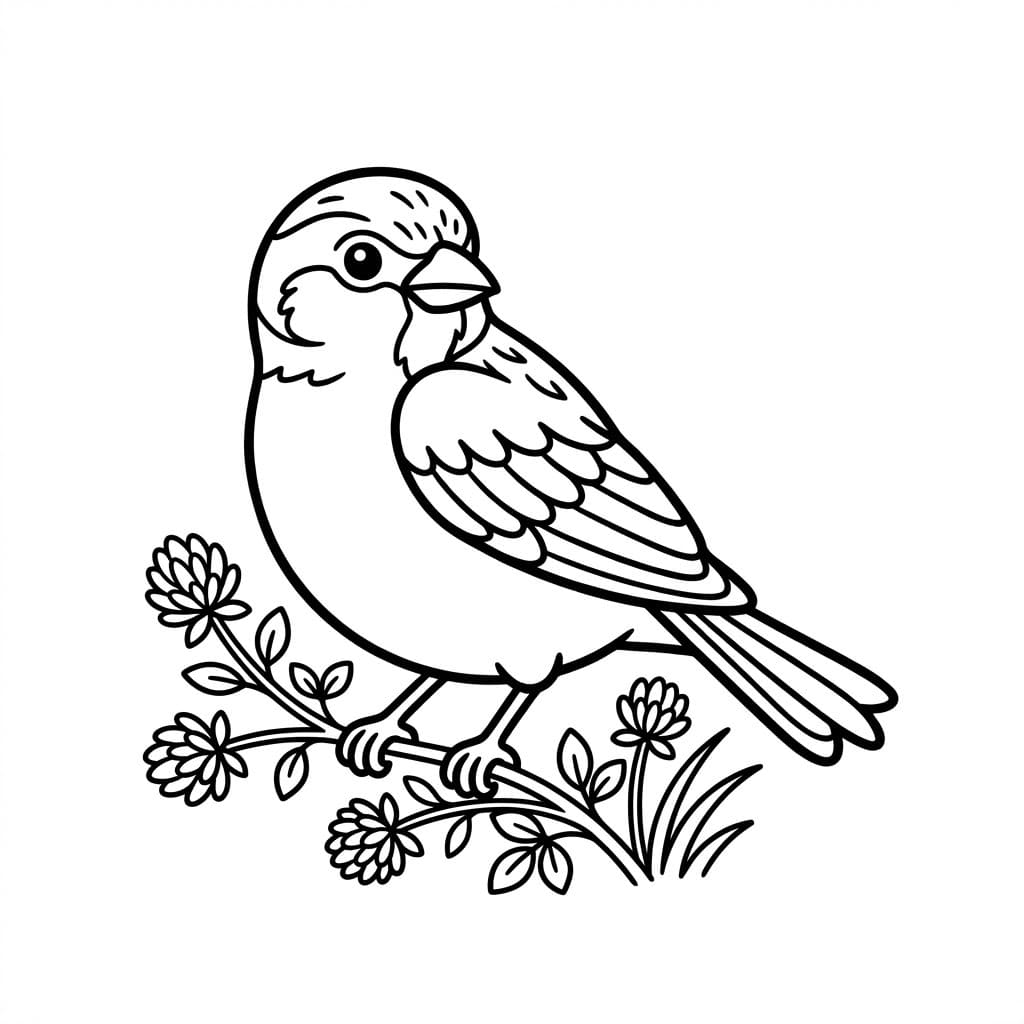 Blomster Rødhals Tegninger til Farvelægning