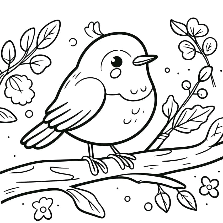 En sød rødhals Tegninger til Farvelægning