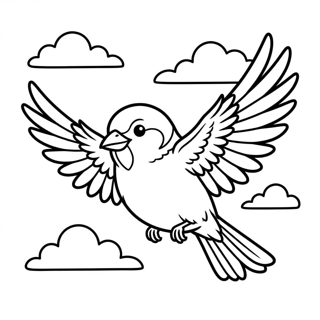 Rødhals Flyvende Tegninger til Farvelægning