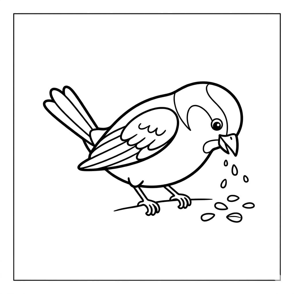 Spisende Rødhals Tegninger til Farvelægning