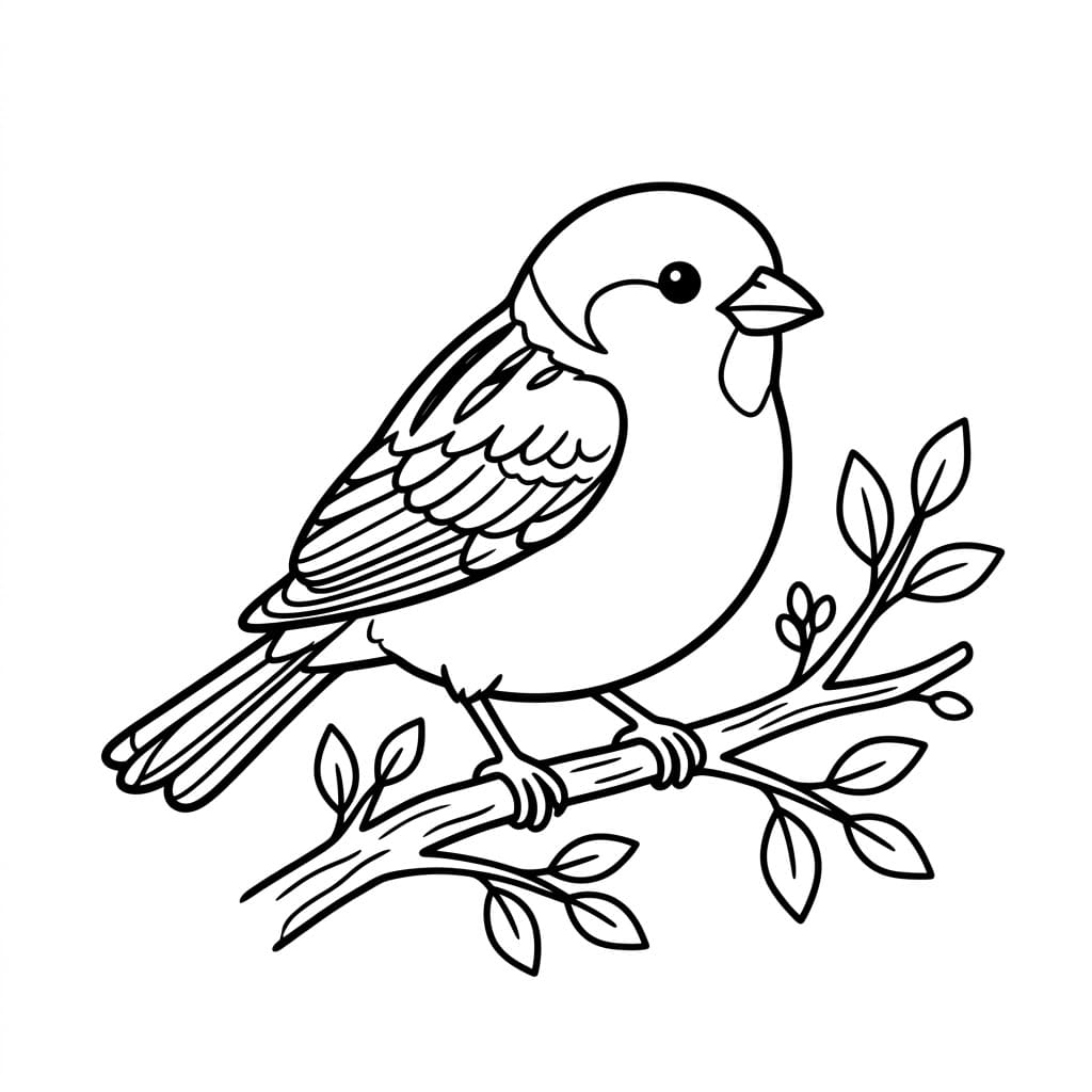 Syngende Rødhals Tegninger til Farvelægning