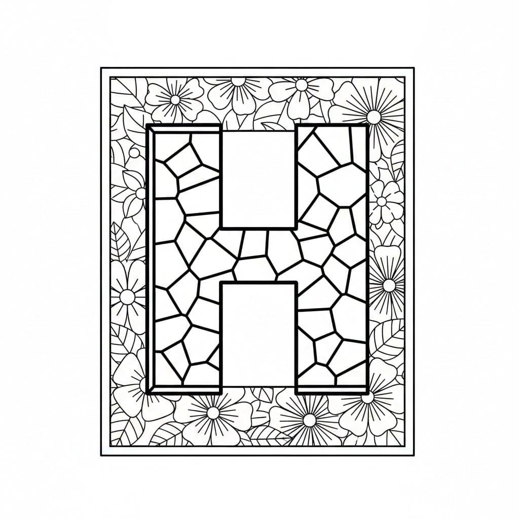 Abstrakt stenbogstav H Tegninger til Farvelægning