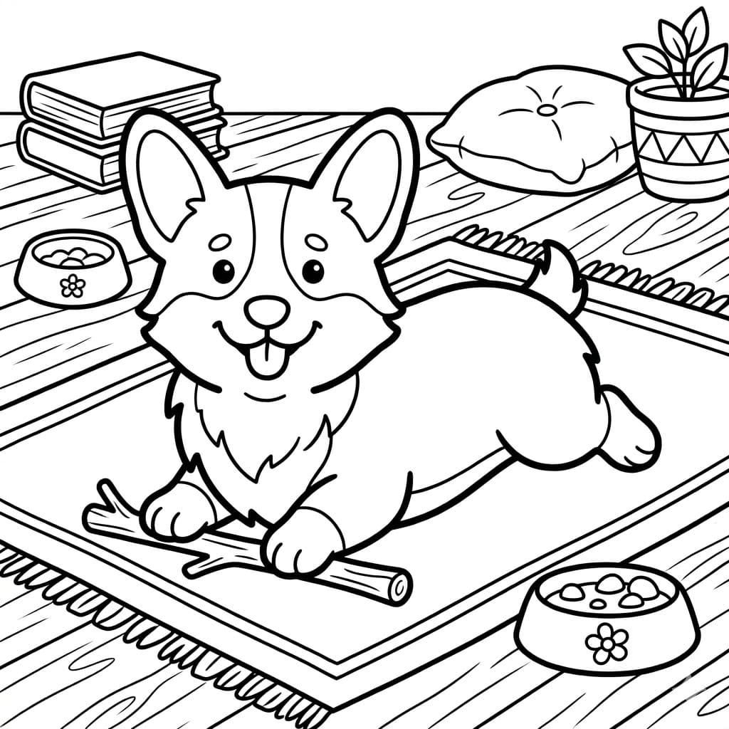 Afslappet Corgi Tegninger til Farvelægning