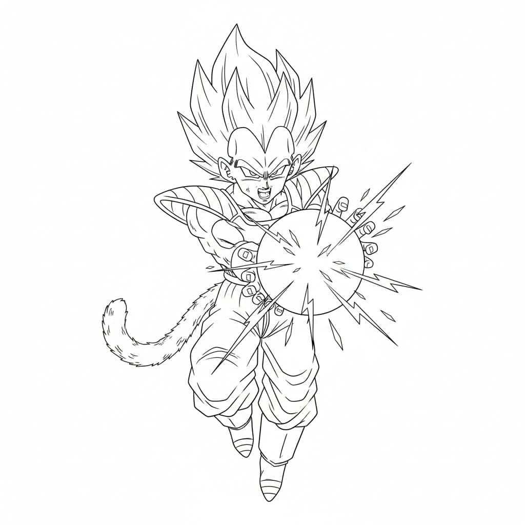 Atomisk Vegeta Tegninger til Farvelægning