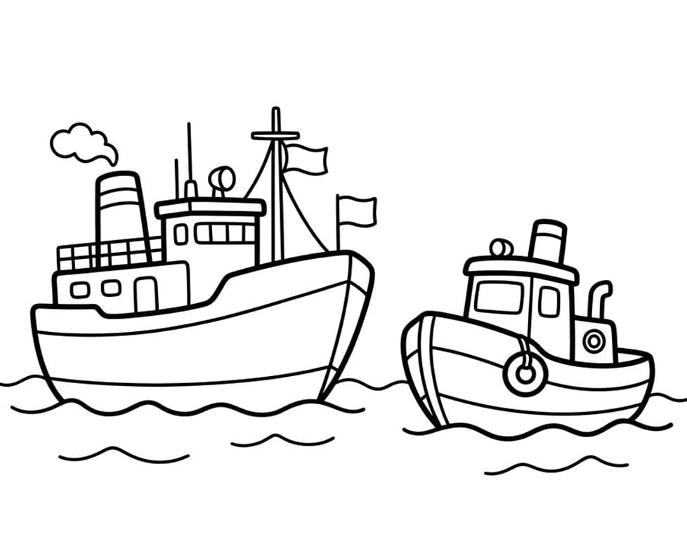Både på Havet Scene Tegninger til Farvelægning